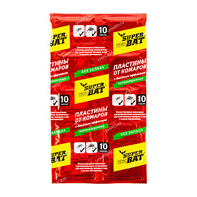 Х Пластины СуперБат красные с дв.эфф. 10шт /240/