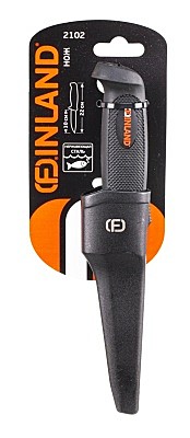 Нож с двухкомпонентной рукояткой с нерж.лезвием с пласт. ножнами FINLAND 2102