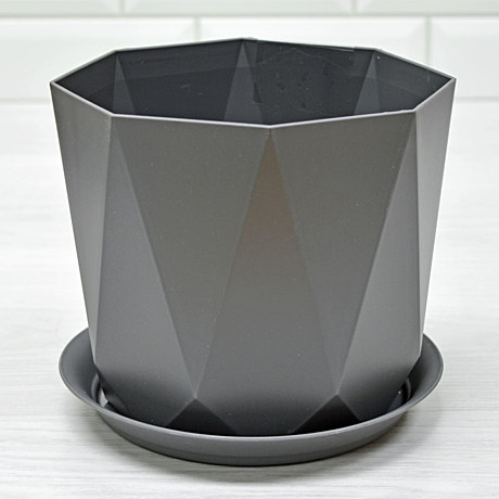 Кашпо Призма D130 1л с поддоном Графит