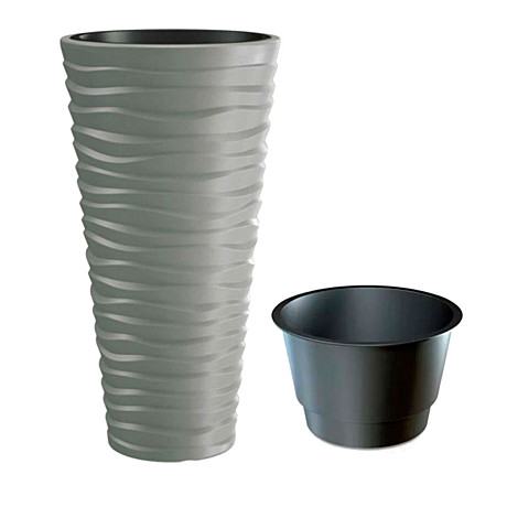 Кашпо Дюна 340*630 9/42л со вставкой серый